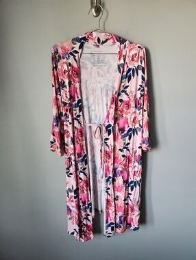 Posh Peanut Dusk Rose Floral Print Bamboo Robe Size Small No Belt